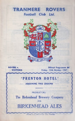 Tranmere Rovers v Watford Match Programme 1967-10-13